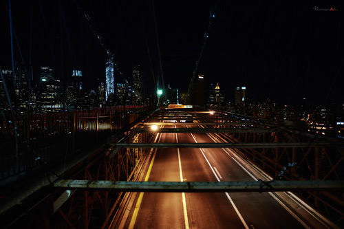 new york city brooklyn bridge at night fuhrmann art