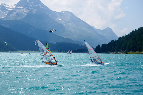 Silvaplana See, silvaplanasee, engadin, windsurfing, windsurfen, slalom, tamdem, speed, fuhrmann art